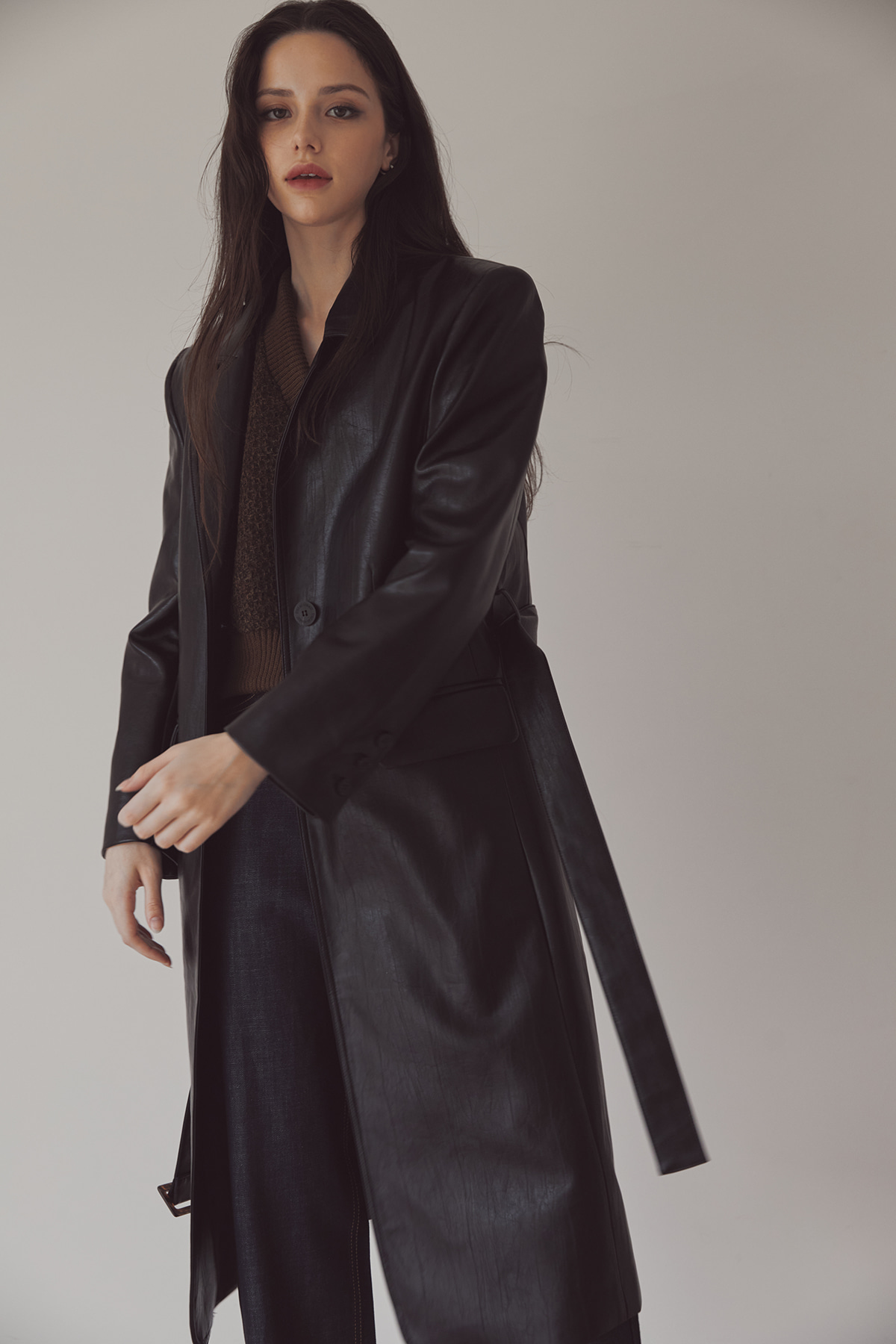 Eco Leather Long Coat (2 colors)