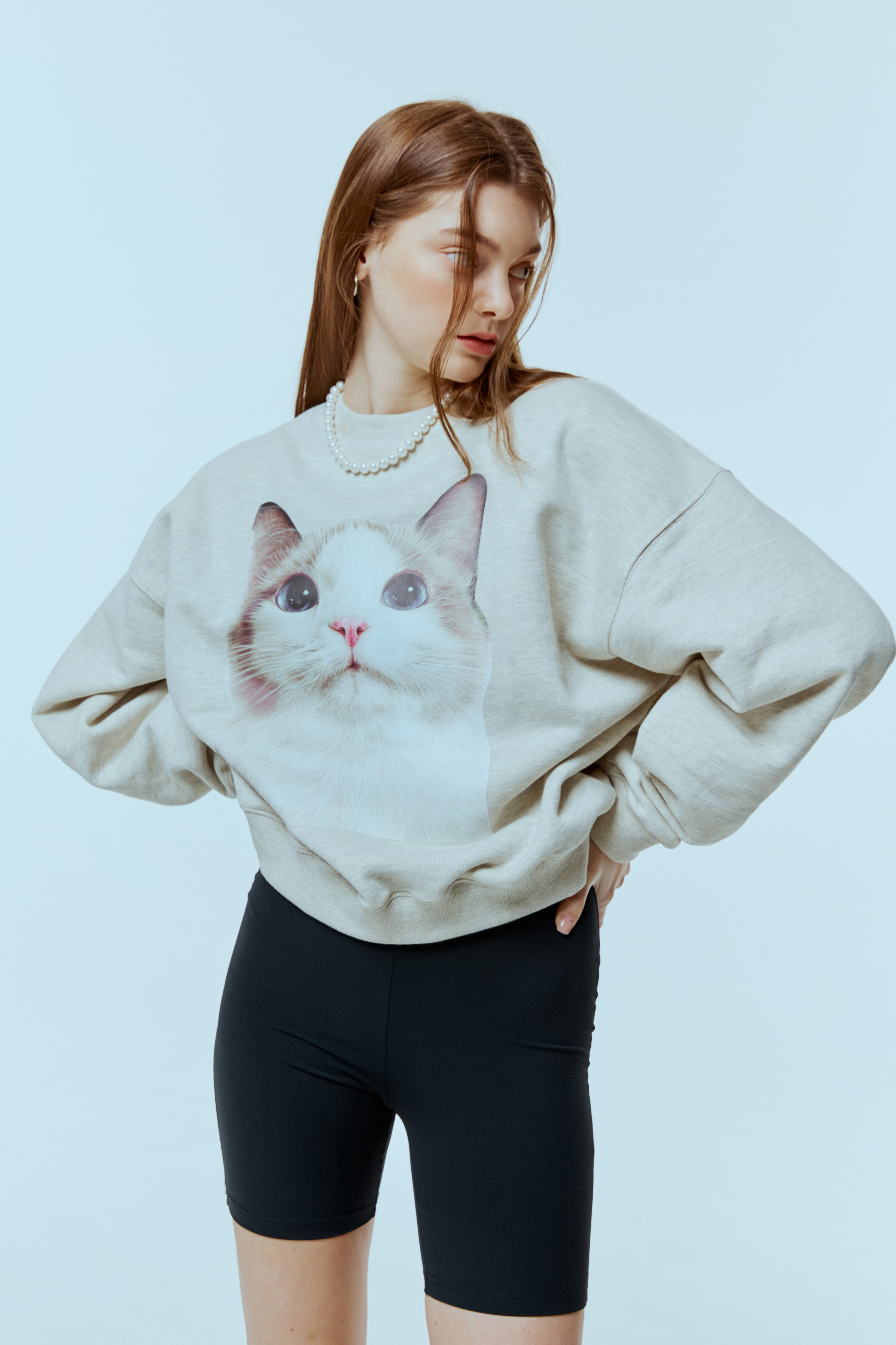 22 Catface Sweatshirt (Oatmeal)